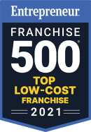 Senior Helpers badge for Entrepreneur Franchise 500, Top Low-Cost Franchise, 2021
