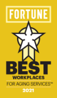 Senior Helpers badge for Fortune Best Workplaces for Aging Services, 2021