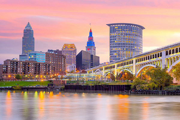 Skyline photo of Cleveland, Ohio, a featured territory for a Senior Helpers home care franchise