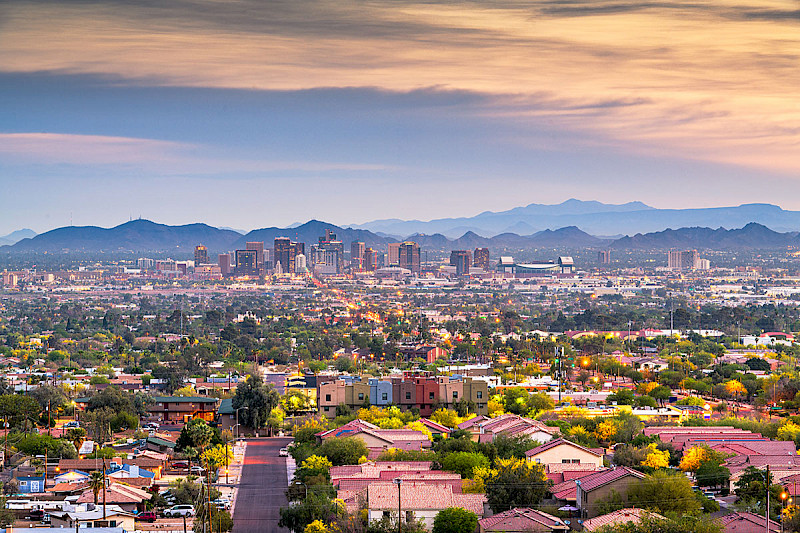 Skyline photo of Phoenix, Arizona, a featured territory for a Senior Helpers home care franchise