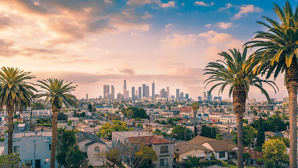 Skyline photo of Los Angeles County, California, a featured territory for a Senior Helpers home care franchise