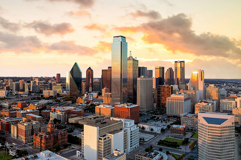 Skyline photo of Dallas–Fort Worth, Texas, a featured territory for a Senior Helpers home care franchise